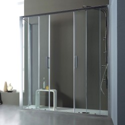 FREE - Box doccia con doppia porta scorrevole centrale e un lato fisso