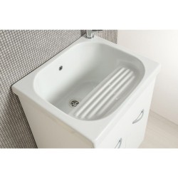 Mobile lavatoio 60x50 vasca in ceramica con strofinatoio incorporato - 1