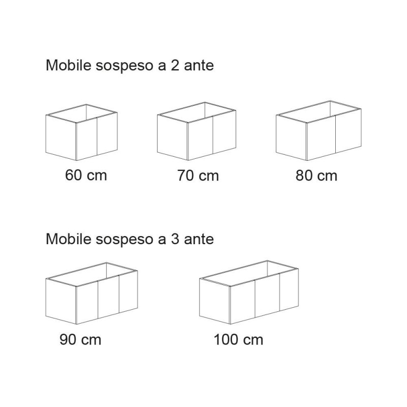 Mobile sospeso 70X46 con cassetti , per lavabo d'appoggio in ceramica