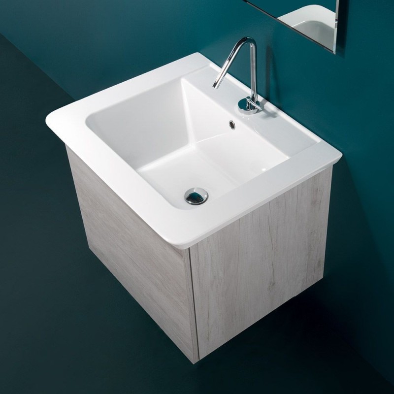 Mobile sospeso 60X50  con cassetto e lavabo in ceramica - 3