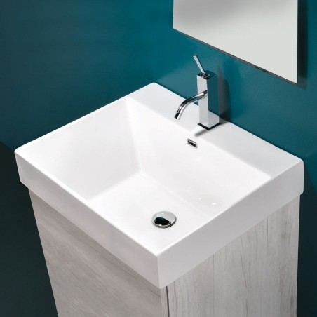 Mobile sospeso 60X50  lavabo in ceramica e cassetto - 3